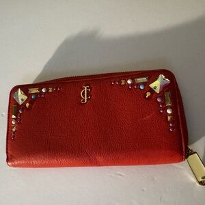 Juicy Couture NWOT Orange Leather Embellished Wallet